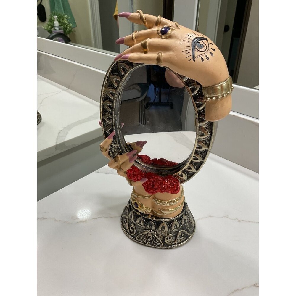 Halloween Decor Fortune Teller Mirror with Hands Roses Astrology Evil Eye Magic